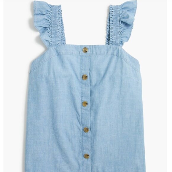Chambray button-front tank top with ruffle straps Size Medium NWT - Picture 2 of 8